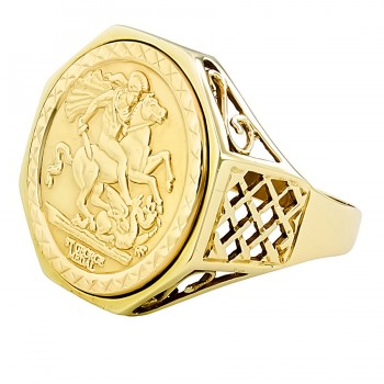9ct gold George & Dragon Ring size X
